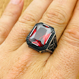 Ruby Stone Silver Ring - TryAladdin