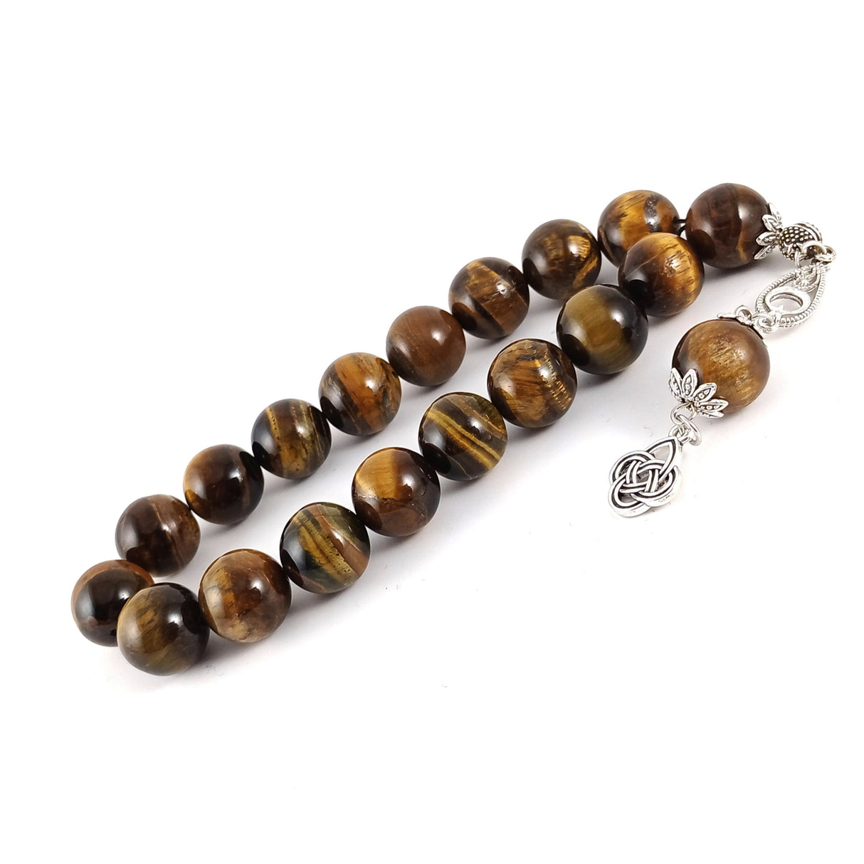 Selderesi | 17 Beads Efe Size (Small Size) Mascot Natural Tiger Eye Stone Tasbih - TryAladdin