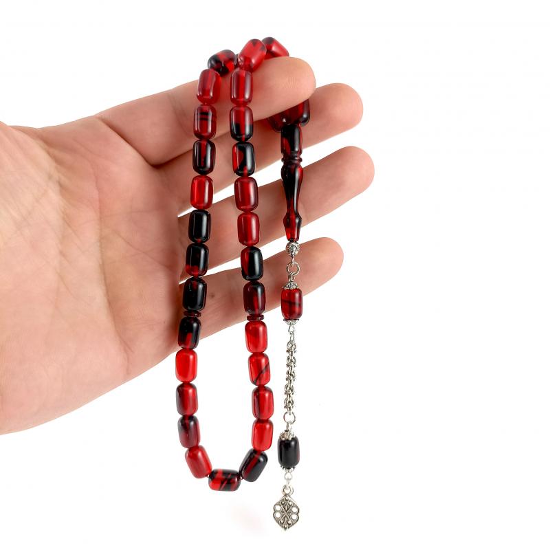 Selderesi | Capsul Cut Red Black Fire Amber Tasbih - TryAladdin