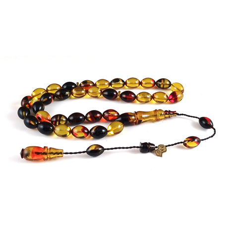 Selderesi | Sphere Cut Multicolor Fire Amber Tasbih - TryAladdin