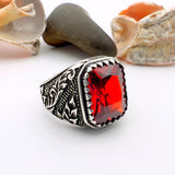 Square Design Leaf Patterned Silver Ring - TryAladdin