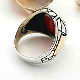 Step into Elegance with our Men's Red Agate Stone Ring - TryAladdin