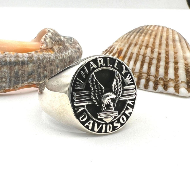 Sterling Silver Harley Davidson Ring - TryAladdin