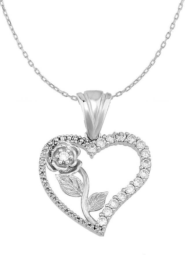 Taki | Silver Necklace with Rose of My Heart Stone, Valentine's Gift - TryAladdin