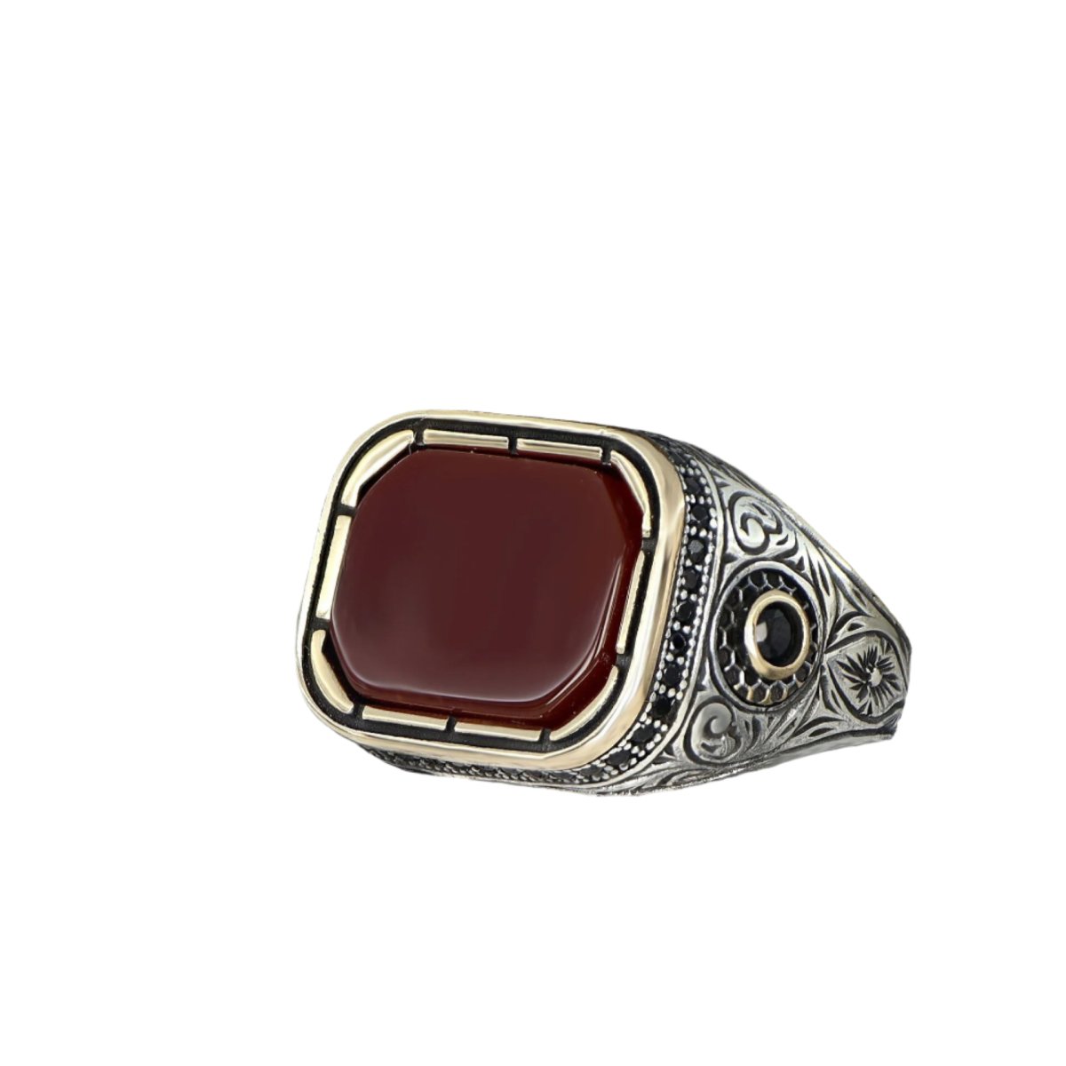 Tesbihevim | Men's Silver Ring with Agate Stone - TryAladdin