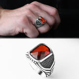 Tesbihevim | Men's Silver Ring with Zircon Stone - TryAladdin