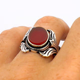 Turkish Handmade Red Agate Stone Ring - TryAladdin