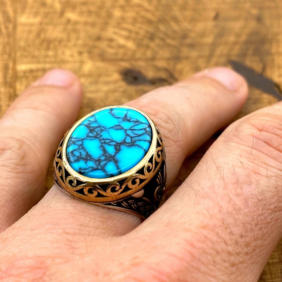 Turquoise Men's Handmade Ring - TryAladdin