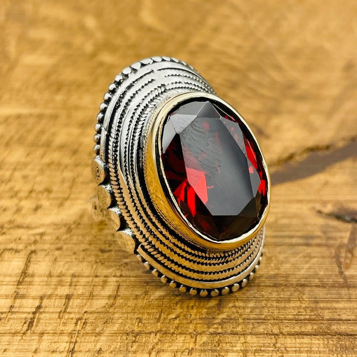 Women's Red Ruby Silver Ring - TryAladdin