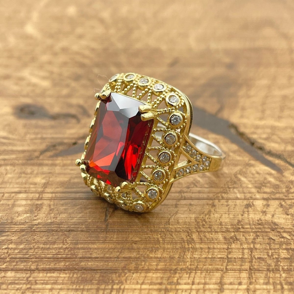 Women's Ruby Stone Silver Ring - TryAladdin