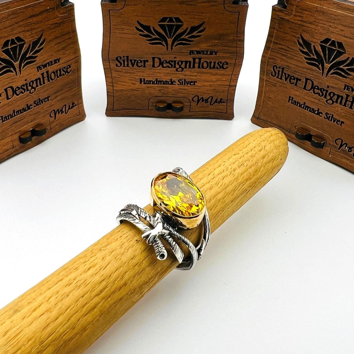 Yellow Citrine Stone Women's Ring - TryAladdin