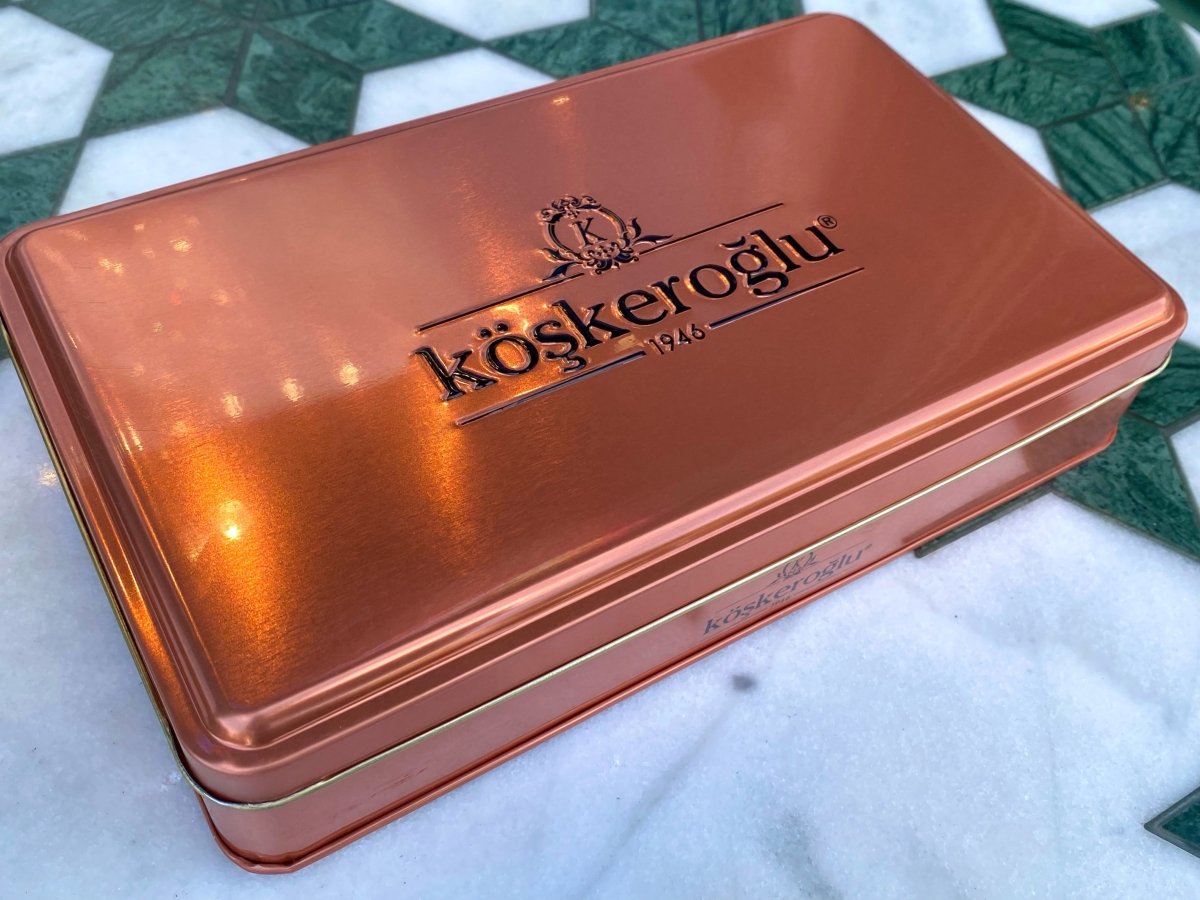 Koskeroglu | Square Baklava with Pistachio in Gift Metal Box - TryAladdin