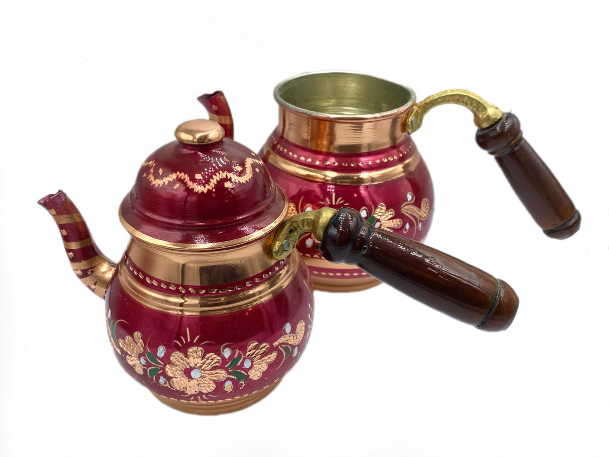 Lavina | Copper Double Turkish Teapot with Erzincan Design - TryAladdin