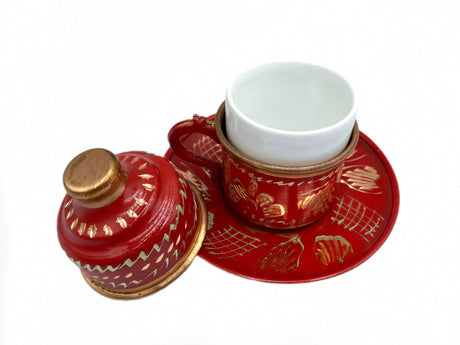 Lavina | Copper Turkish Coffee Cup with Lid Erzincan Design - TryAladdin