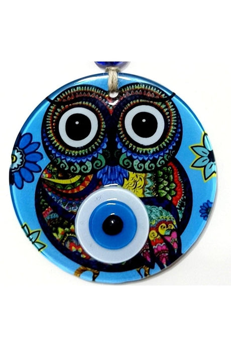 Blue Nazar Beads Owl Model, Blessing and Prosperity Bead Fusion Glass Wall Ornament - TryAladdin