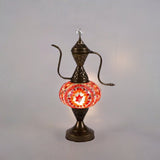 HND Handicraft | Handmade Glass Mosaic Desk Lamp, Red and Orange Star Teapot Design - TryAladdin