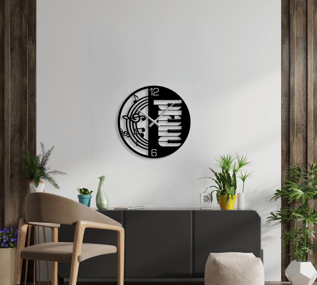 NR Dizayn | Piano Decorative Meta Walll Clock - TryAladdin