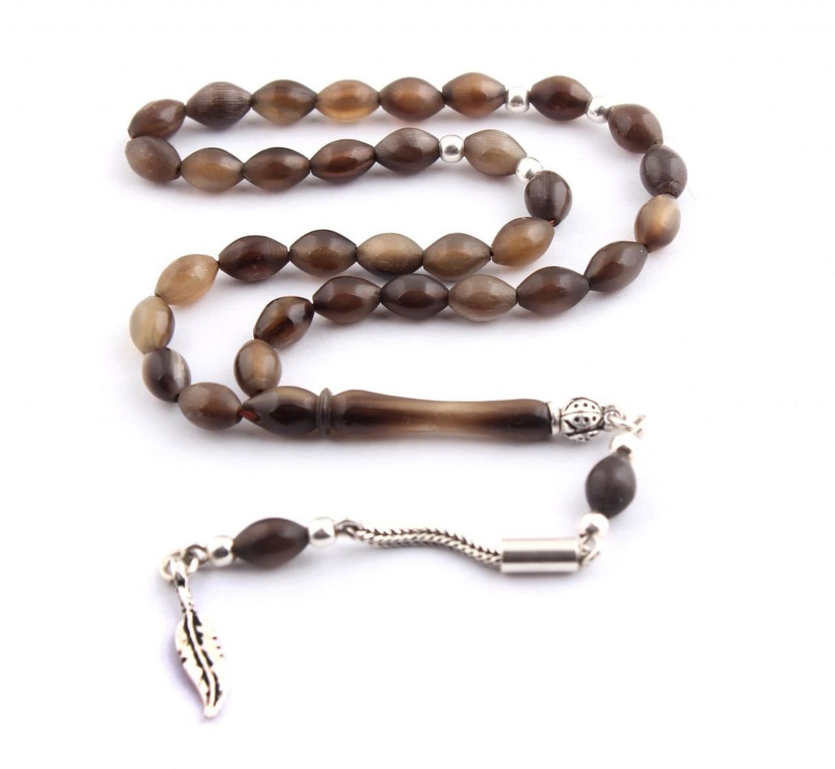 Tesbihevim | Buffalo Horn Tasbih in Black with 925 Sterling Silver Tassel - TryAladdin