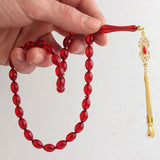 Tesbihevim | Gold Plated Fire Amber Tasbih with Silver Tassel - TryAladdin